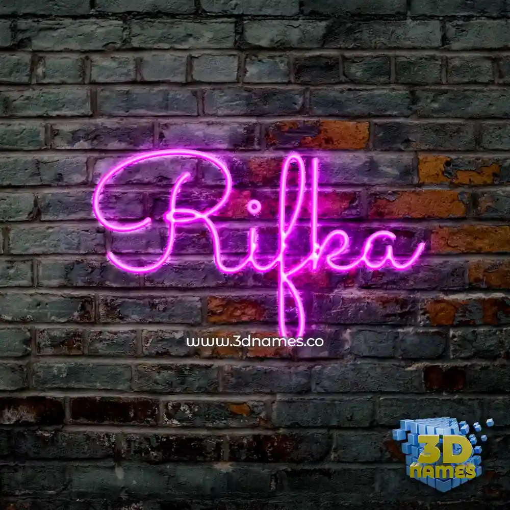 rifka in Pink Neon style - 3D name wallpaper