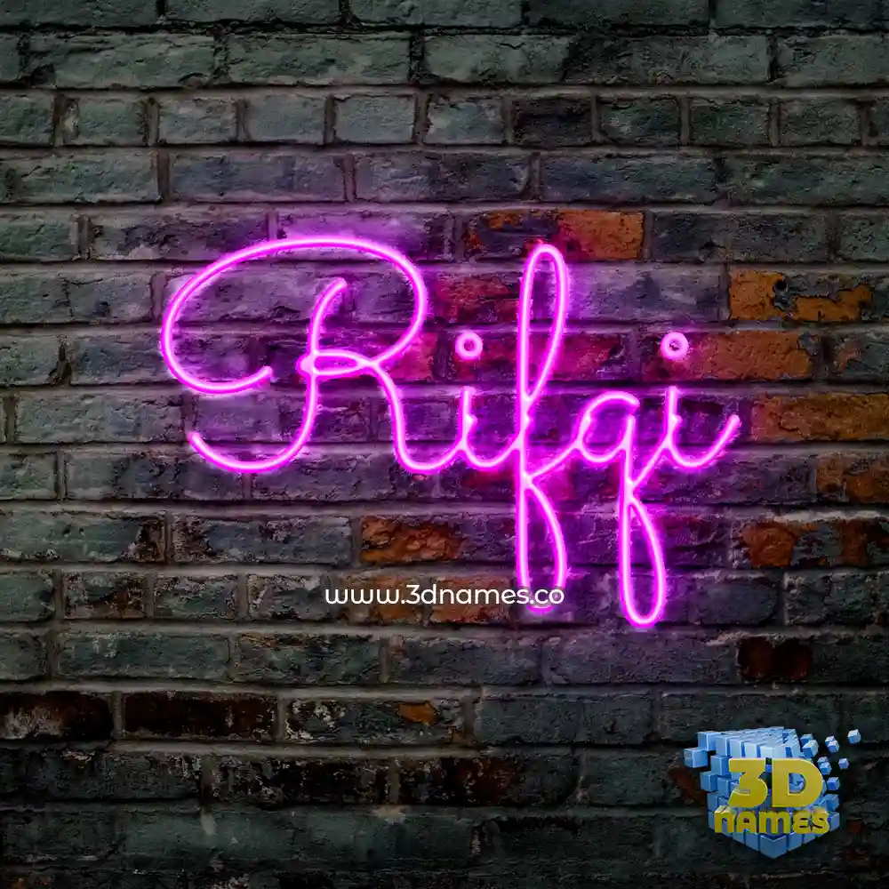 rifqi in Pink Neon style - 3D name wallpaper