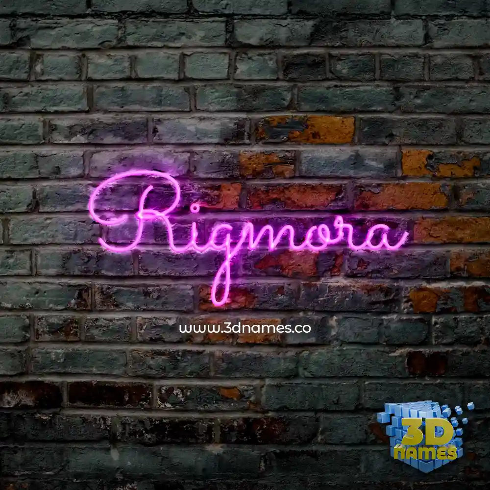 rigmora in Pink Neon style - 3D name wallpaper