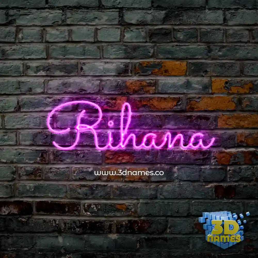 rihana in Pink Neon style - 3D name wallpaper