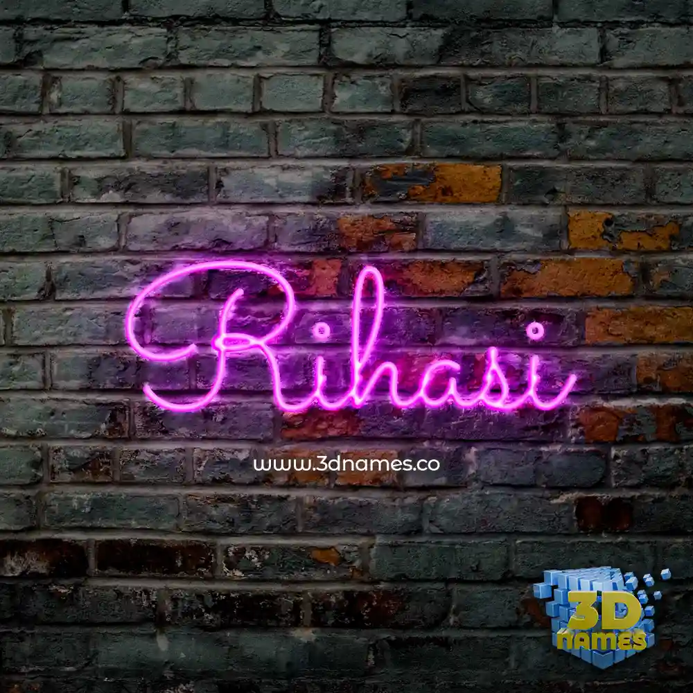 rihasi in Pink Neon style - 3D name wallpaper