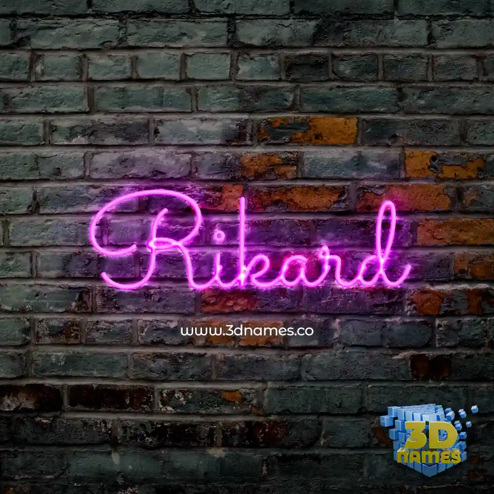 rikard in Pink Neon style - 3D name wallpaper