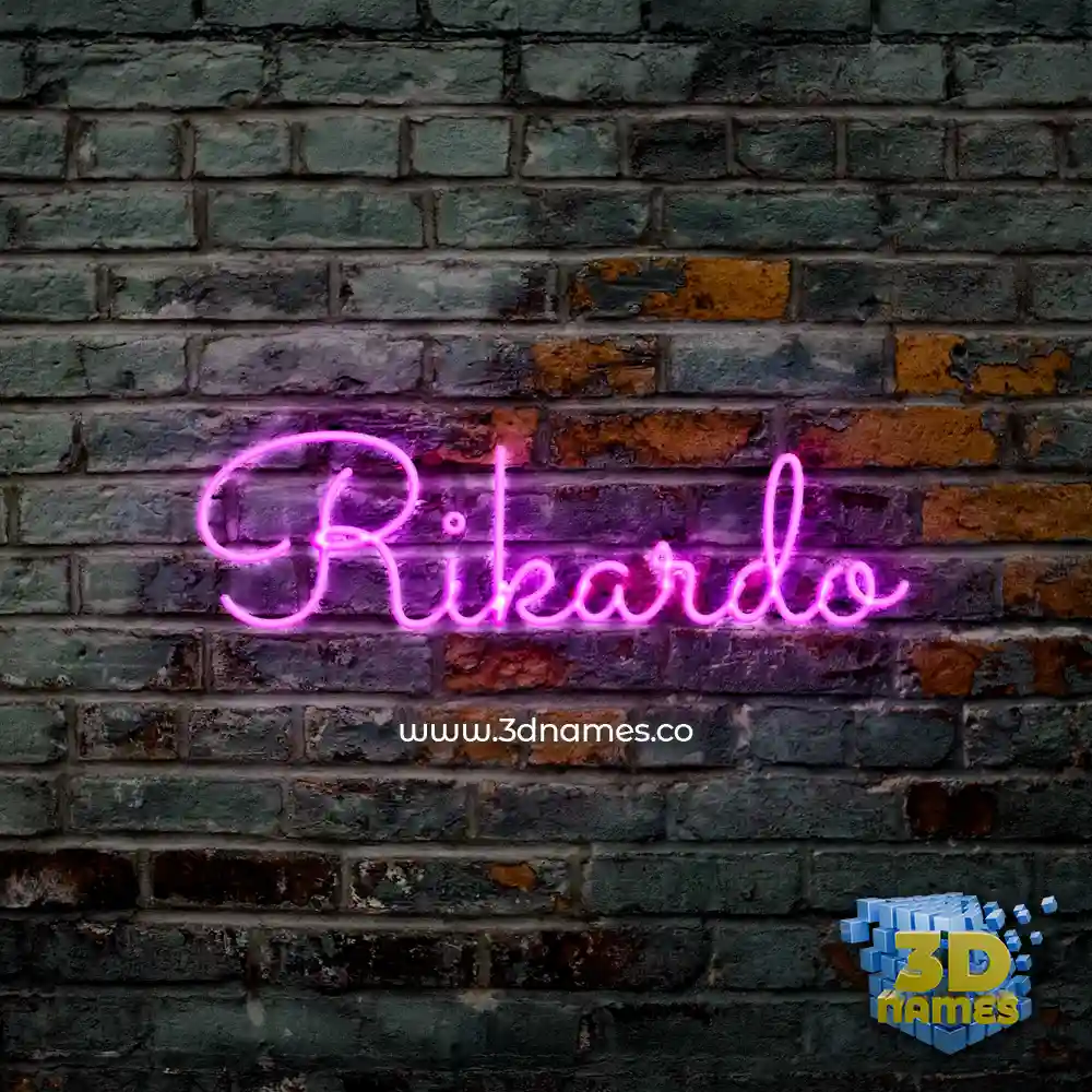rikardo in Pink Neon style - 3D name wallpaper