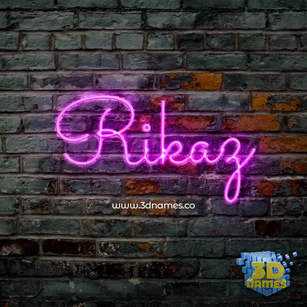 rikaz in Pink Neon style - 3D name wallpaper