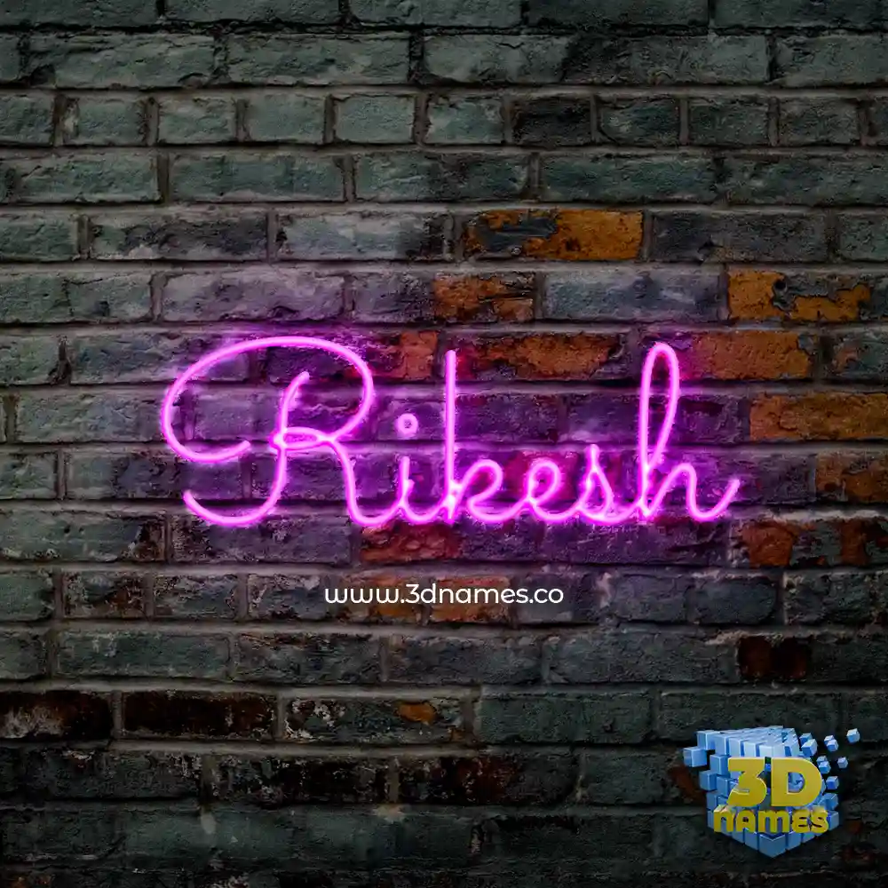 rikesh in Pink Neon style - 3D name wallpaper