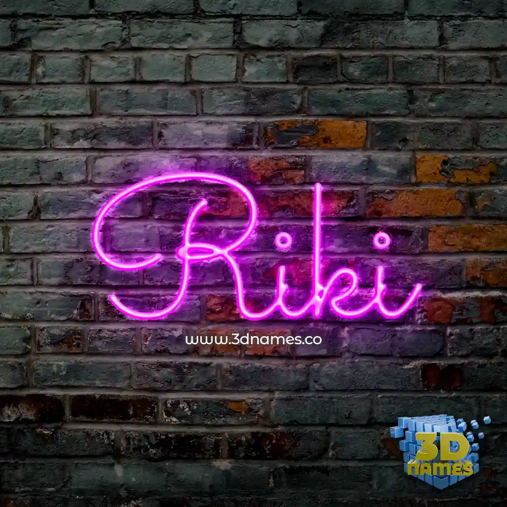 riki in Pink Neon style - 3D name wallpaper