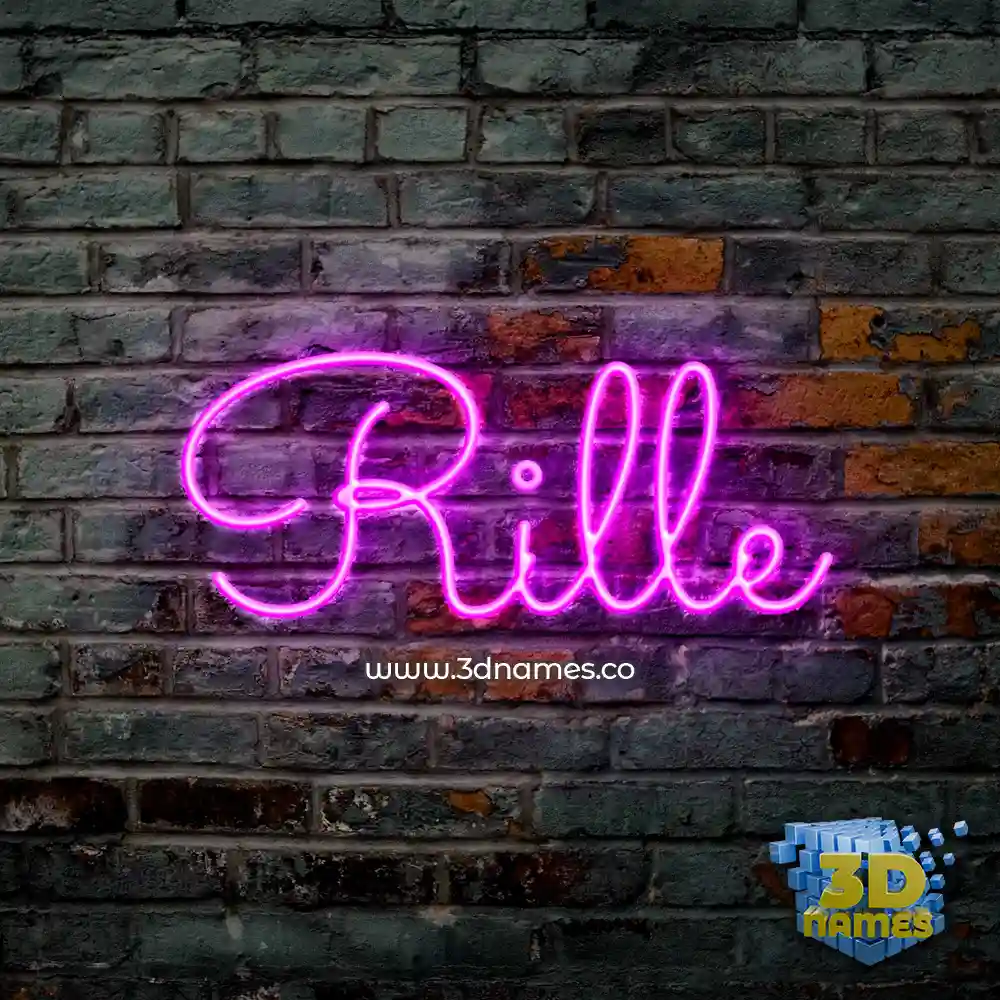 rille in Pink Neon style - 3D name wallpaper