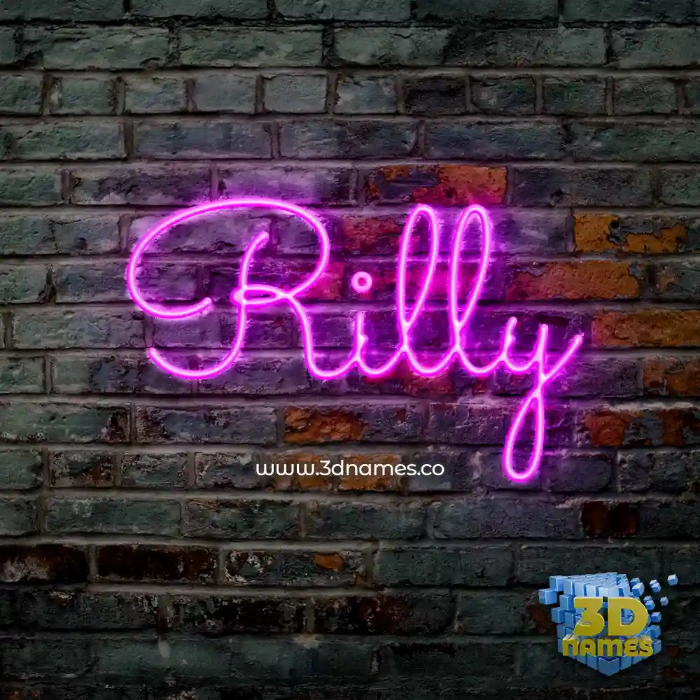 rilly in Pink Neon style - 3D name wallpaper