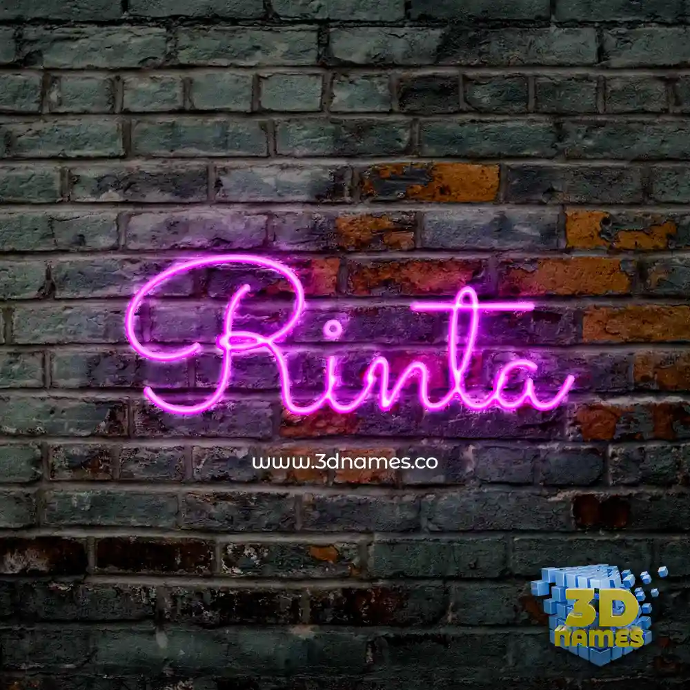 rinta in Pink Neon style - 3D name wallpaper