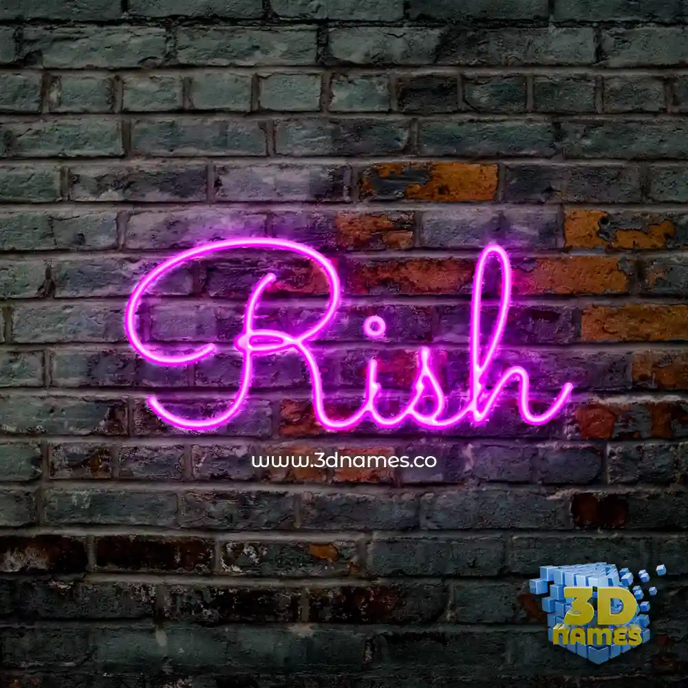 rish in Pink Neon style - 3D name wallpaper