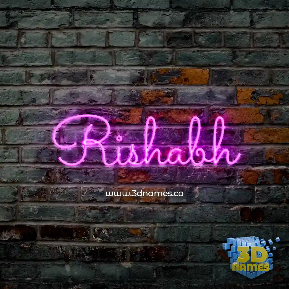 rishabh in Pink Neon style - 3D name wallpaper