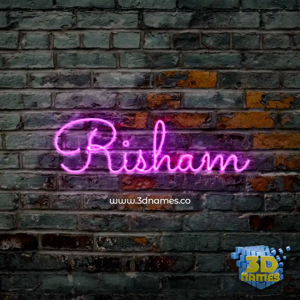 risham in Pink Neon style - 3D name wallpaper