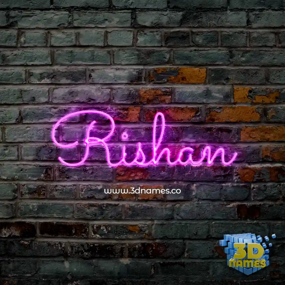 rishan in Pink Neon style - 3D name wallpaper