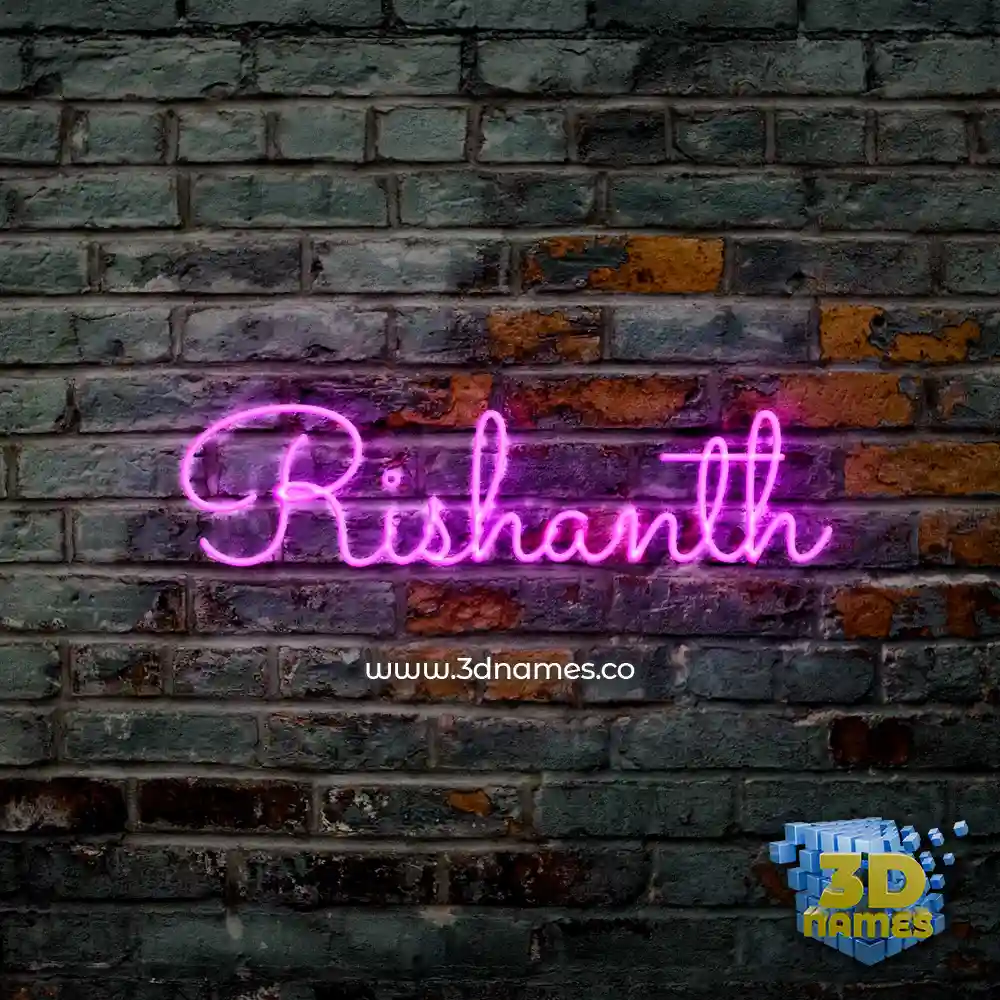 rishanth in Pink Neon style - 3D name wallpaper