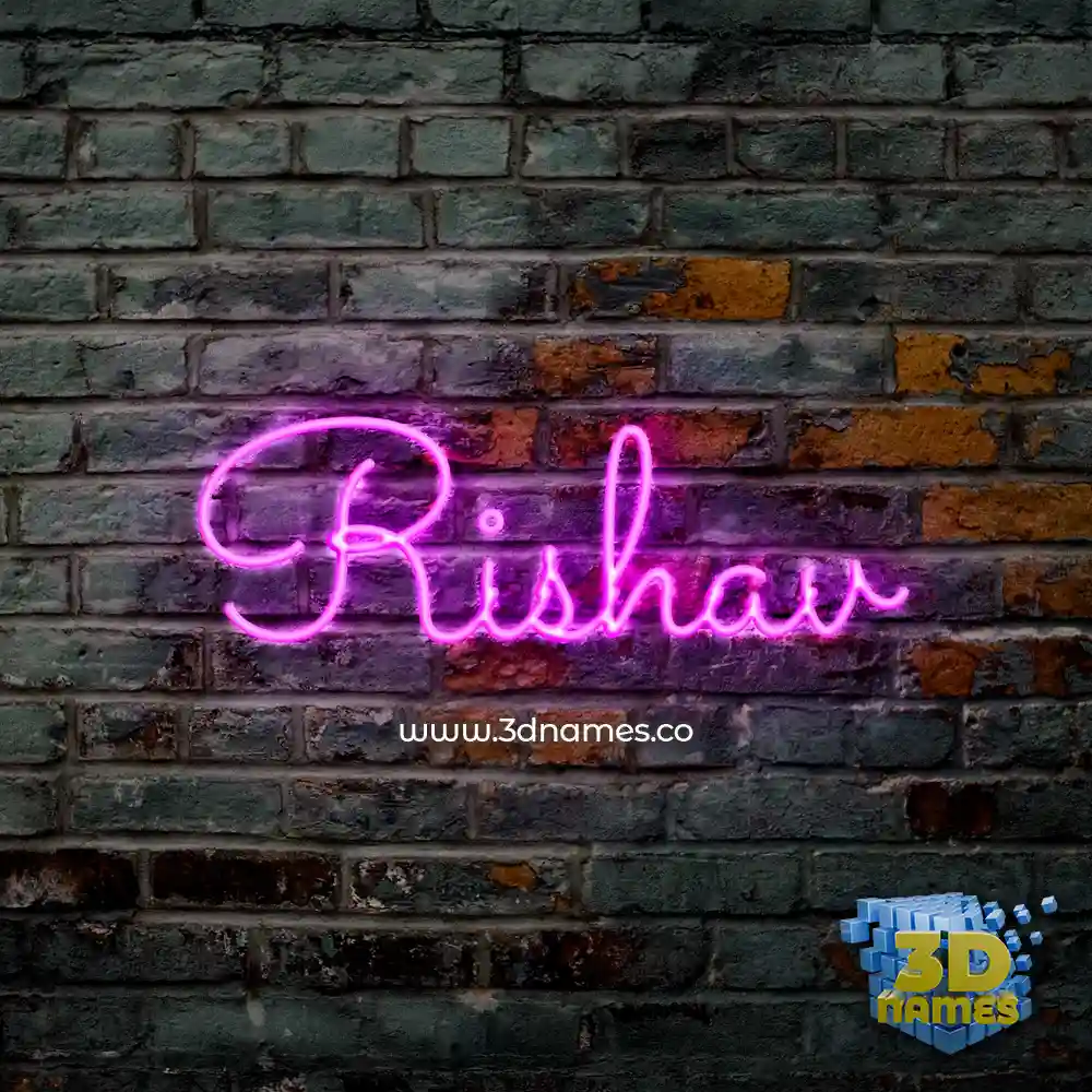 rishav in Pink Neon style - 3D name wallpaper