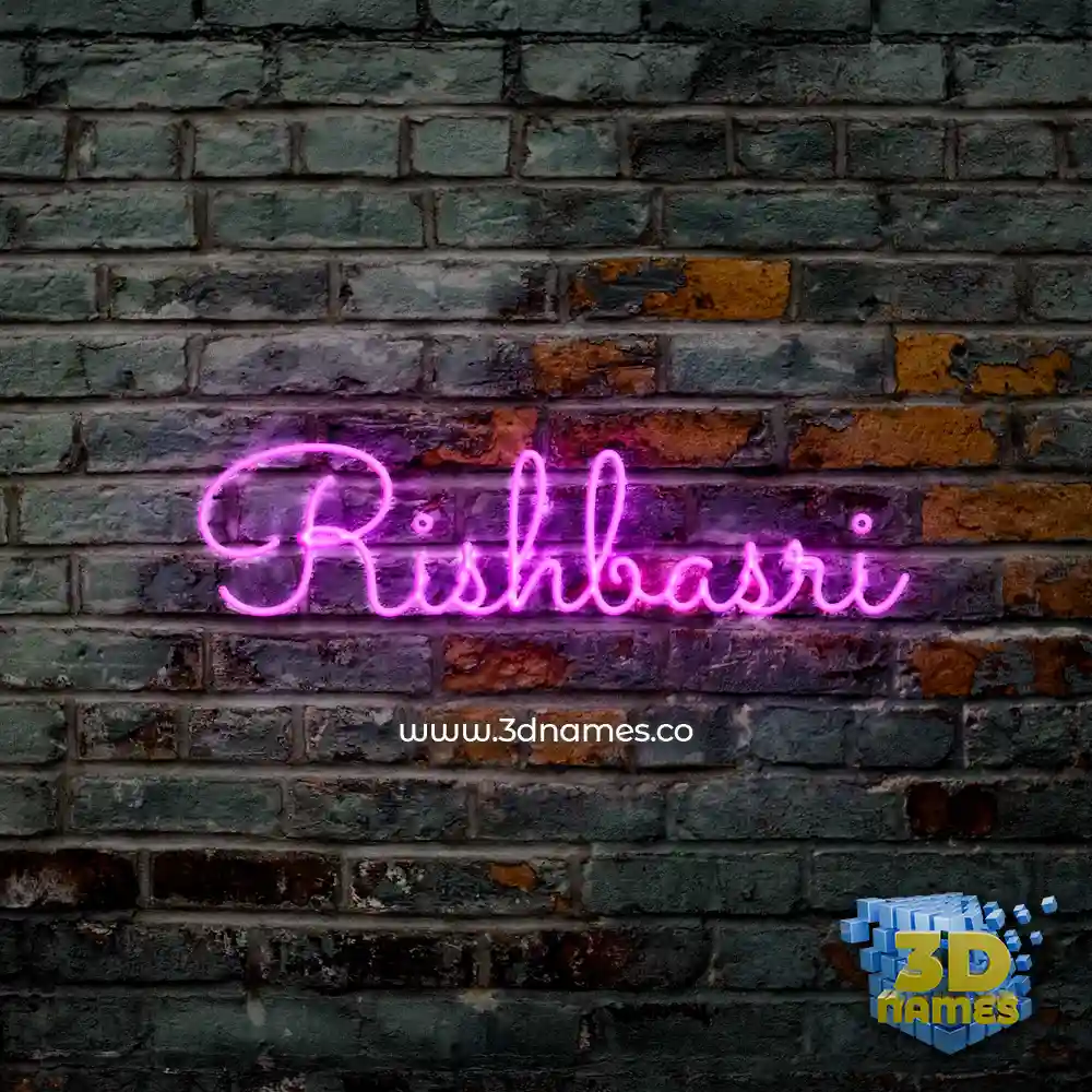 rishbasri in Pink Neon style - 3D name wallpaper