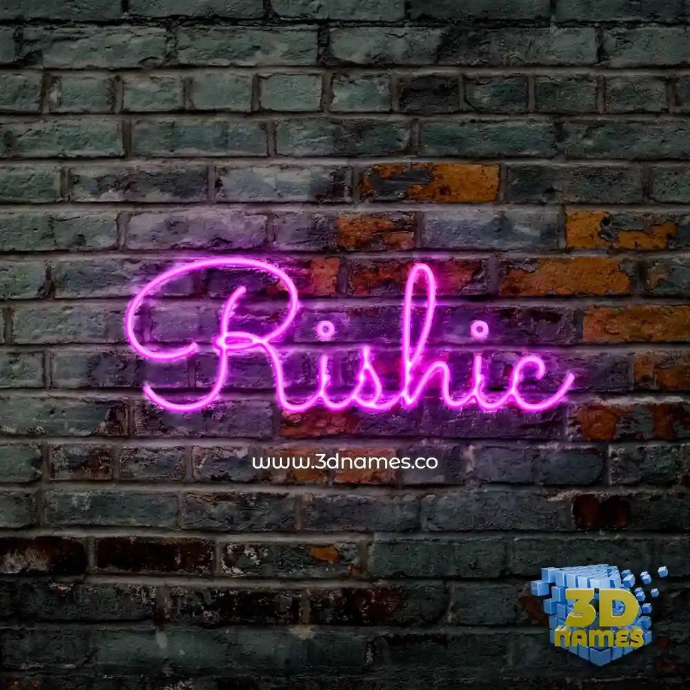 rishic in Pink Neon style - 3D name wallpaper