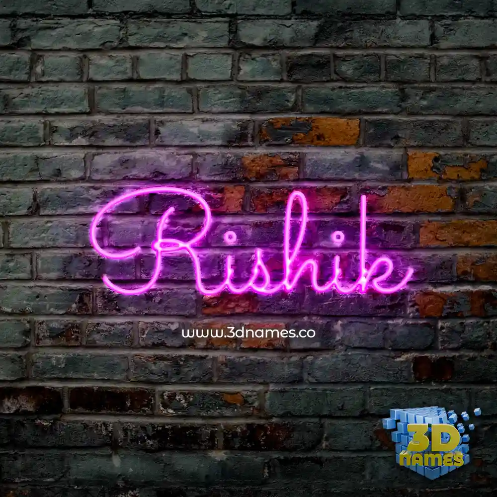 rishik in Pink Neon style - 3D name wallpaper