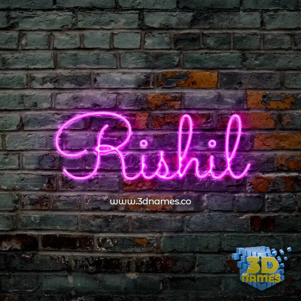 rishil in Pink Neon style - 3D name wallpaper