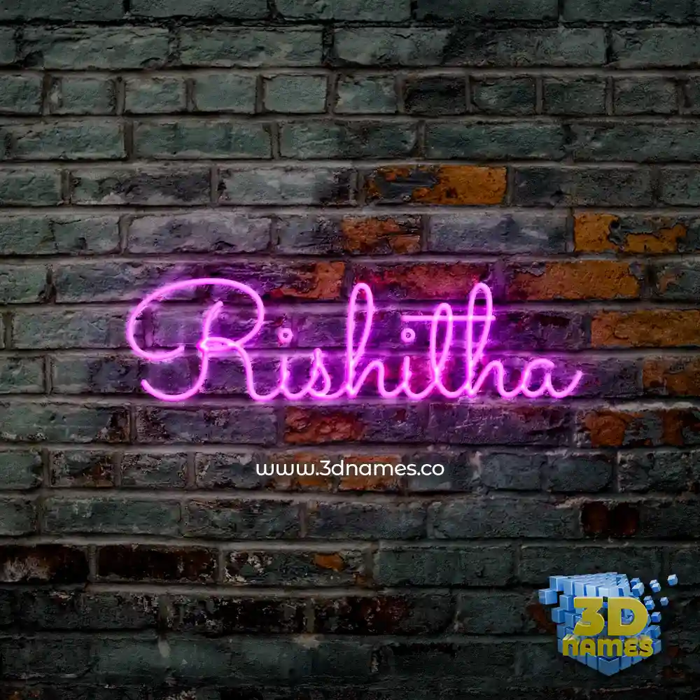 rishitha in Pink Neon style - 3D name wallpaper