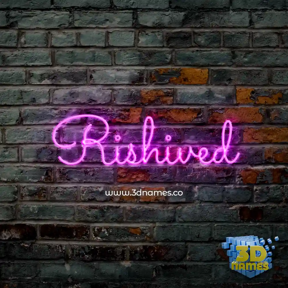rishived in Pink Neon style - 3D name wallpaper