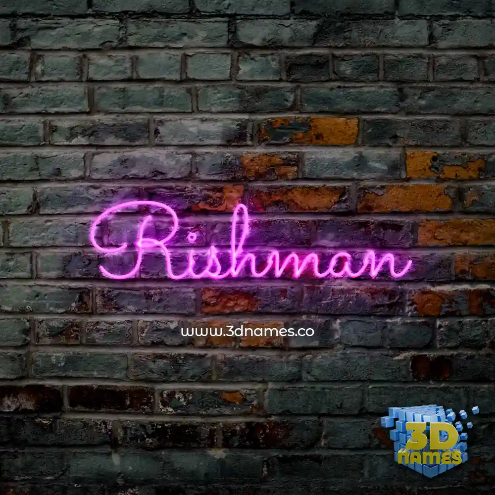rishman in Pink Neon style - 3D name wallpaper