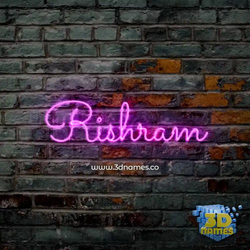 rishram in Pink Neon style - 3D name wallpaper