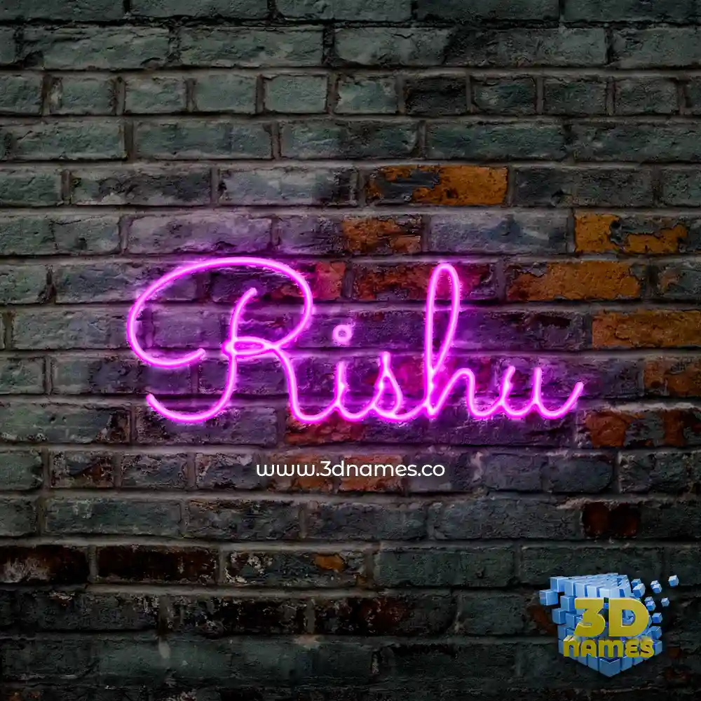 rishu in Pink Neon style - 3D name wallpaper