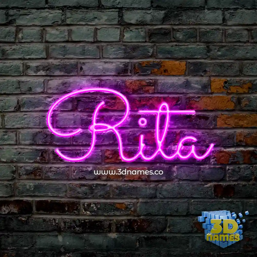 rita in Pink Neon style - 3D name wallpaper