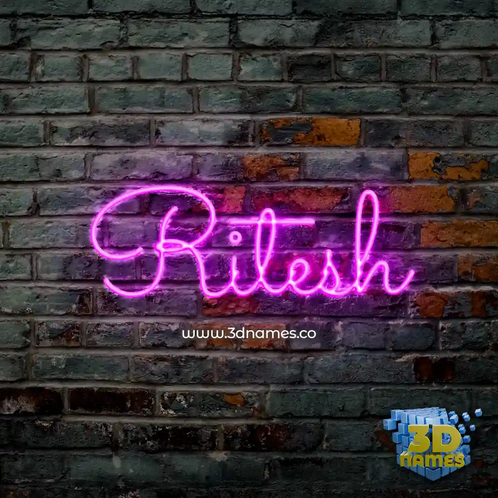 ritesh in Pink Neon style - 3D name wallpaper
