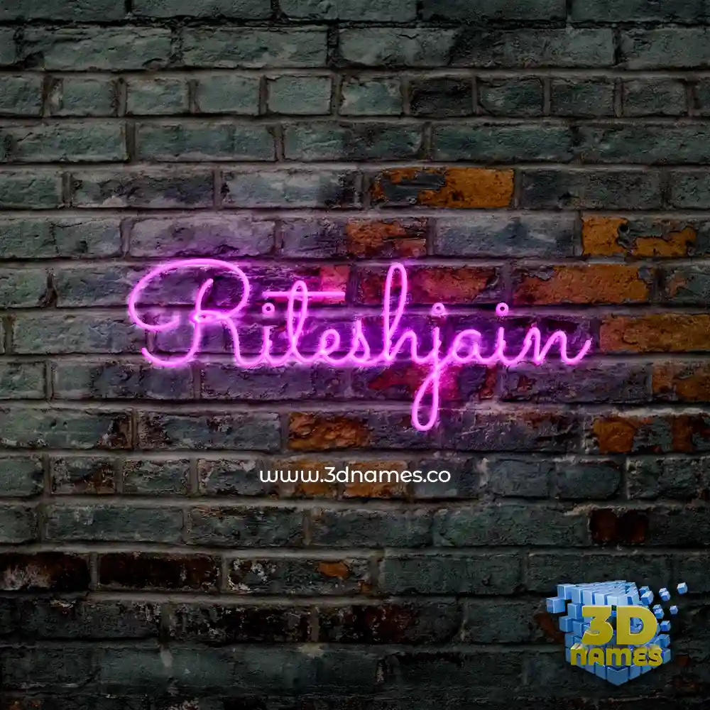 riteshjain in Pink Neon style - 3D name wallpaper