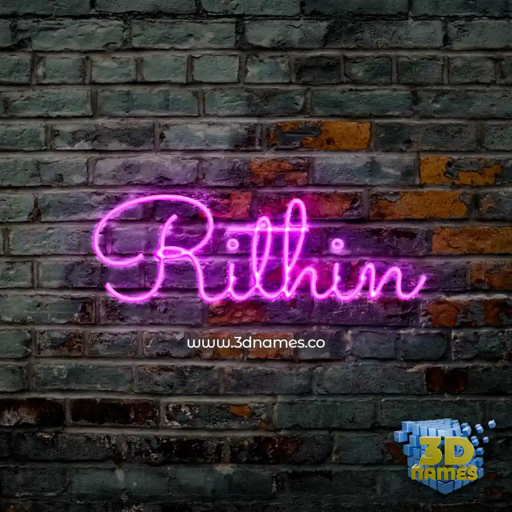 rithin in Pink Neon style - 3D name wallpaper