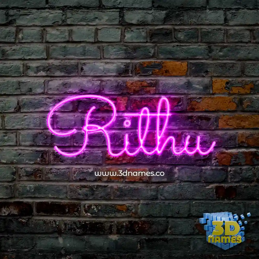 rithu in Pink Neon style - 3D name wallpaper