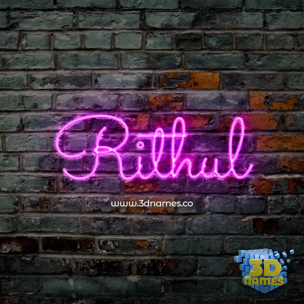 rithul in Pink Neon style - 3D name wallpaper