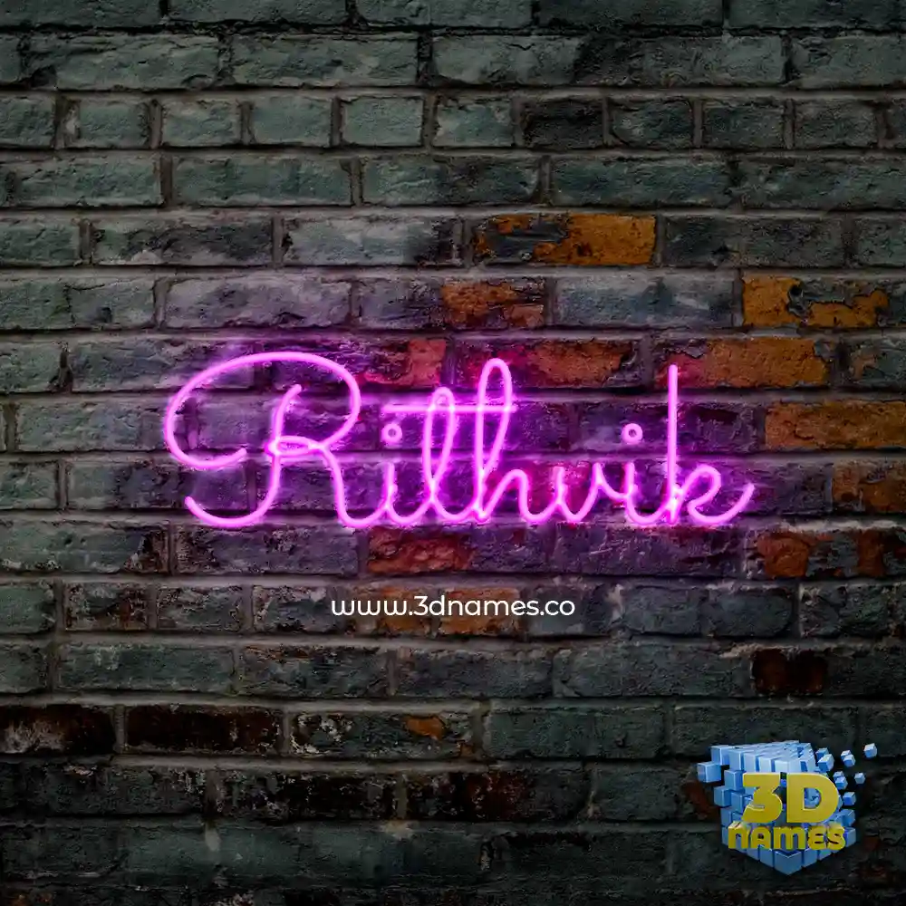 rithvik in Pink Neon style - 3D name wallpaper