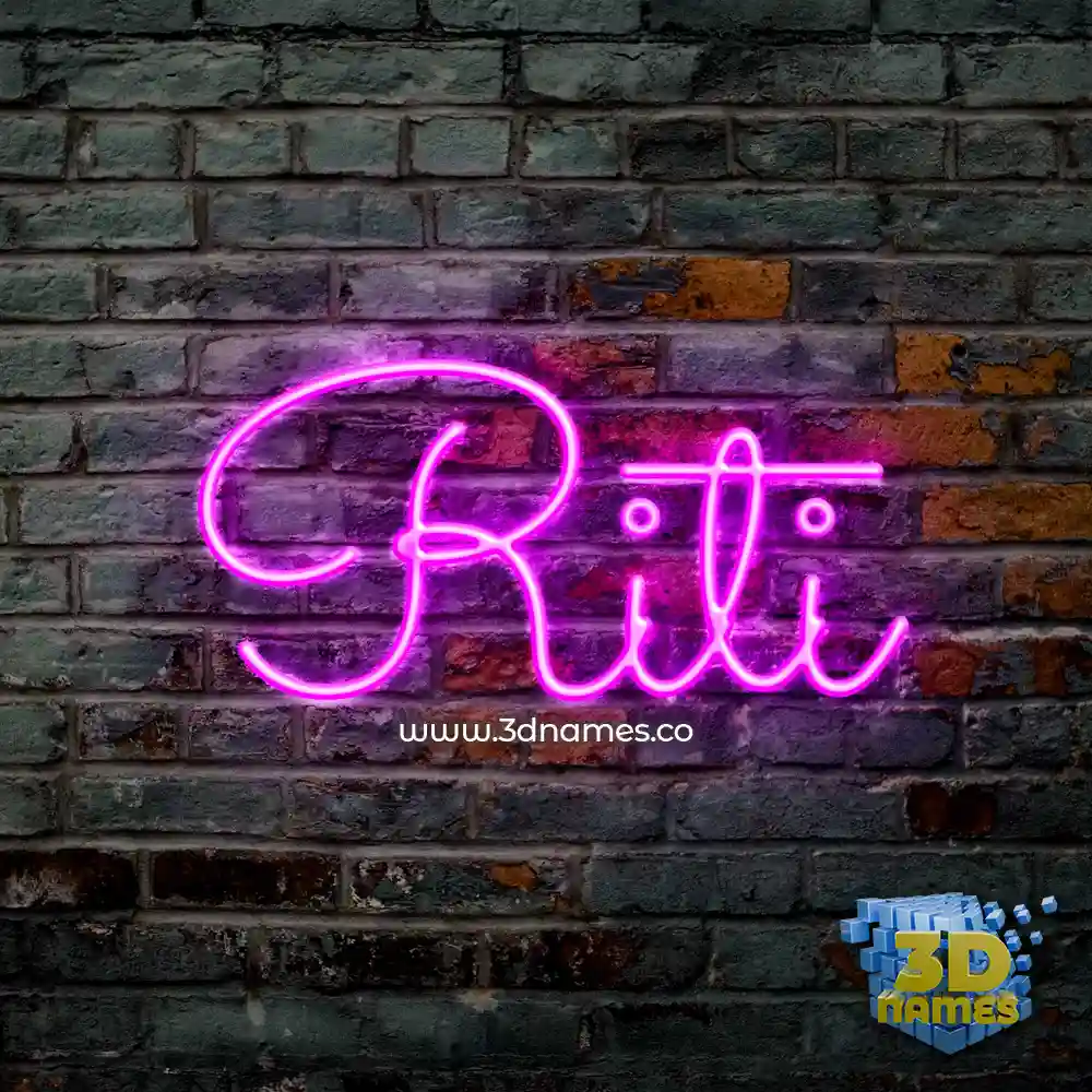 riti in Pink Neon style - 3D name wallpaper