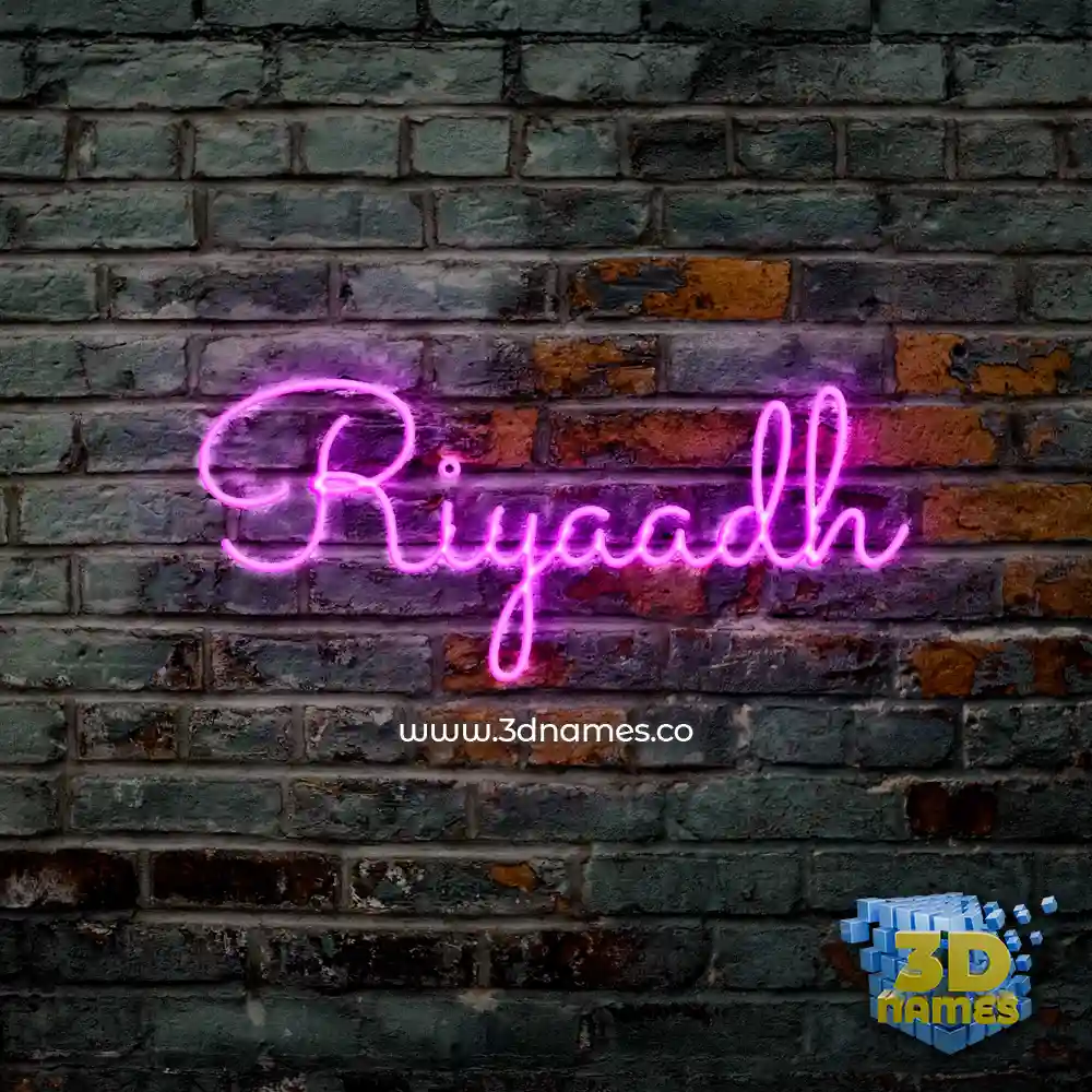 riyaadh in Pink Neon style - 3D name wallpaper