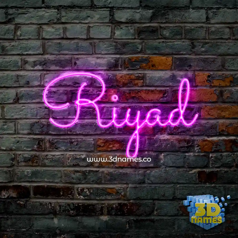 riyad in Pink Neon style - 3D name wallpaper