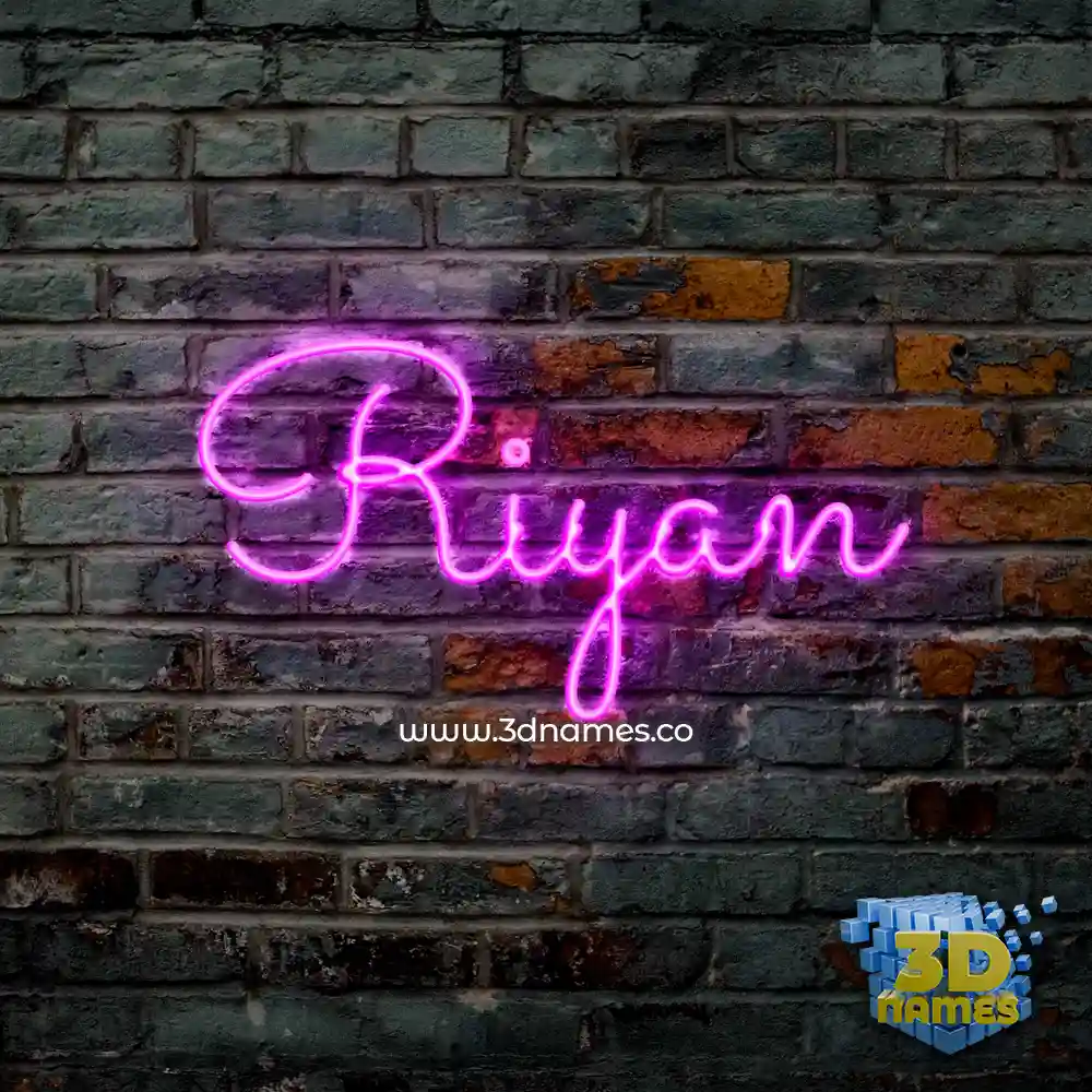 riyan in Pink Neon style - 3D name wallpaper