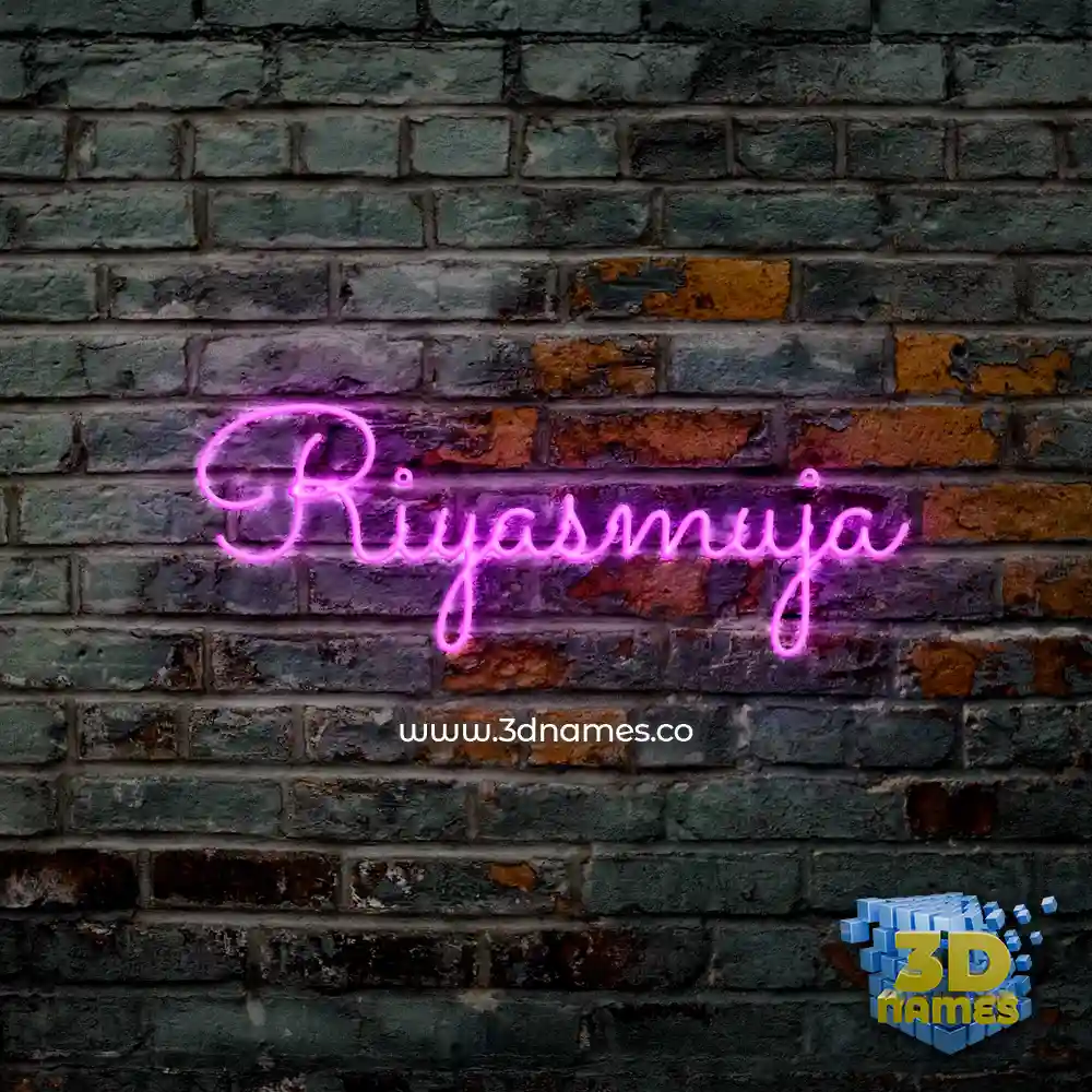 riyasmuja in Pink Neon style - 3D name wallpaper
