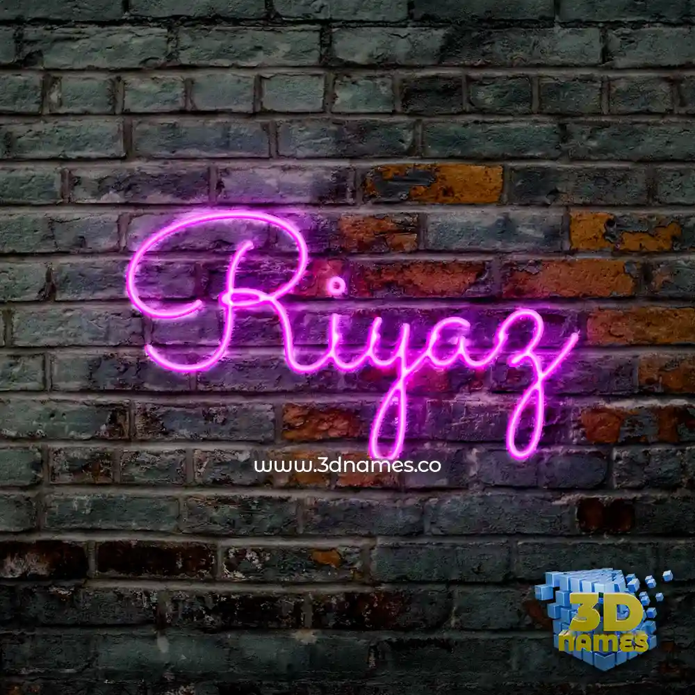 riyaz in Pink Neon style - 3D name wallpaper