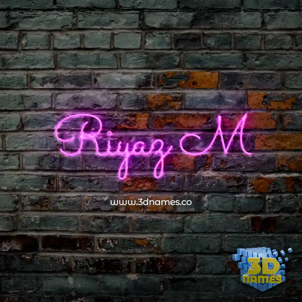 riyaz m in Pink Neon style - 3D name wallpaper