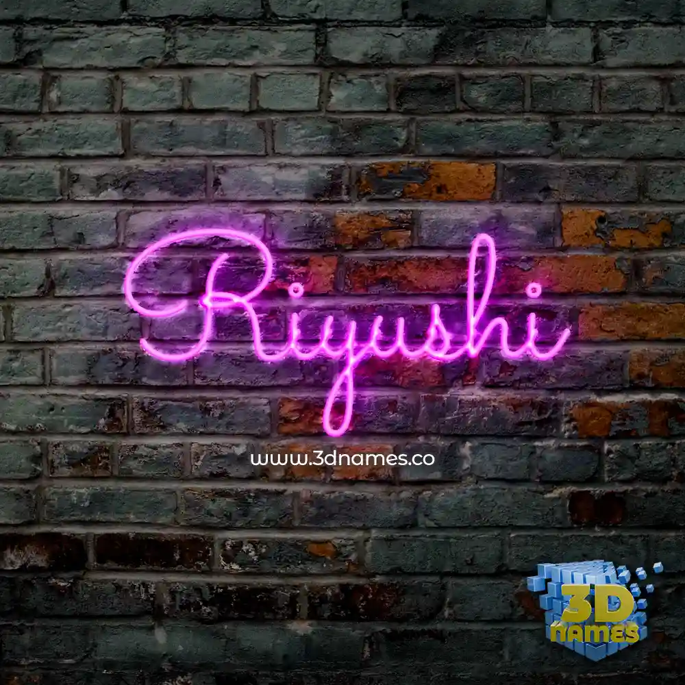 riyushi in Pink Neon style - 3D name wallpaper