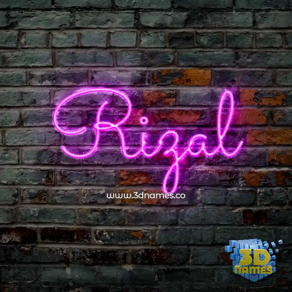 rizal in Pink Neon style - 3D name wallpaper