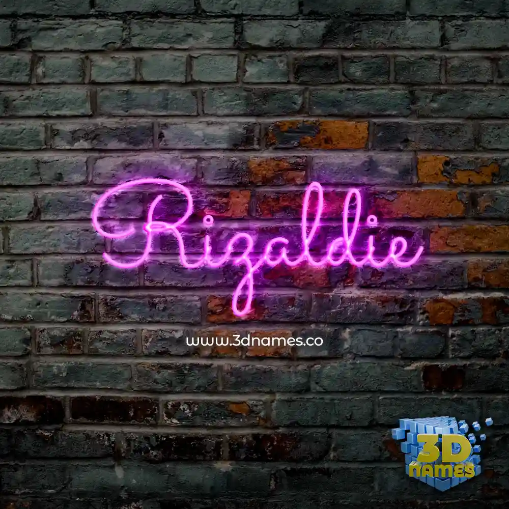 rizaldie in Pink Neon style - 3D name wallpaper