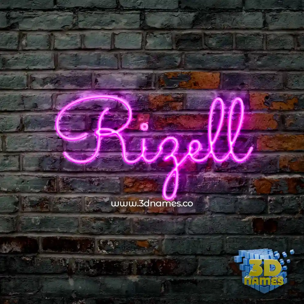 rizell in Pink Neon style - 3D name wallpaper