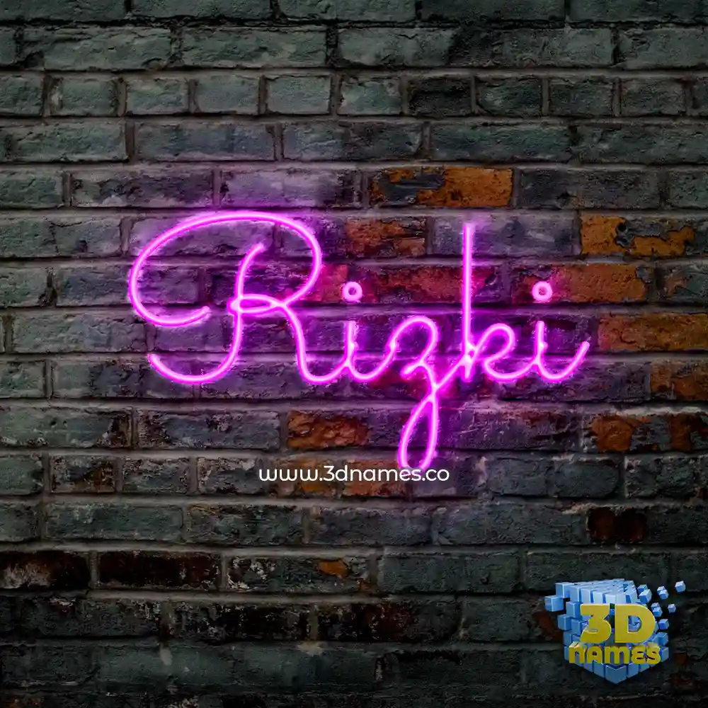 rizki in Pink Neon style - 3D name wallpaper