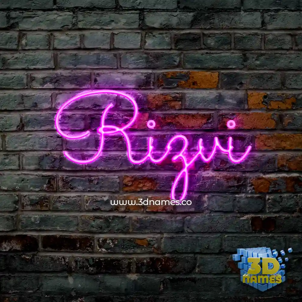 rizvi in Pink Neon style - 3D name wallpaper