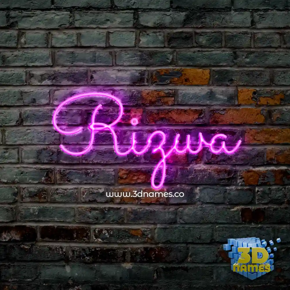 rizwa in Pink Neon style - 3D name wallpaper