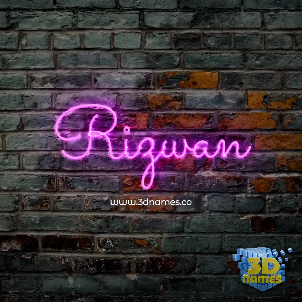 rizwan in Pink Neon style - 3D name wallpaper